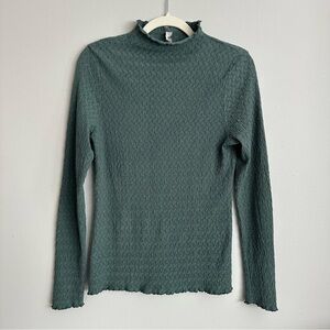 Daily Practice Anthropologie Textured Mock Neck Top Green Large